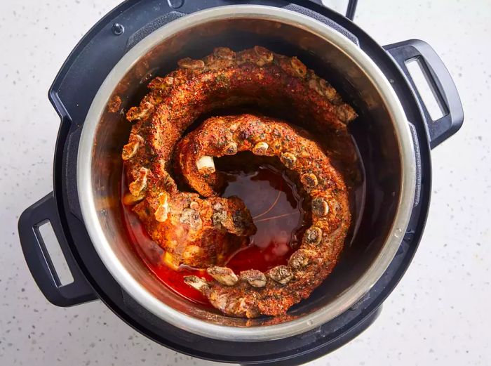 Ribs after cooking in the pressure cooker, ready for the next step.