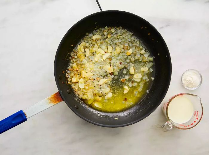 sautéed garlic and onion in olive oil