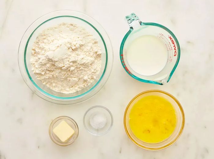 All ingredients arranged in glass bowls