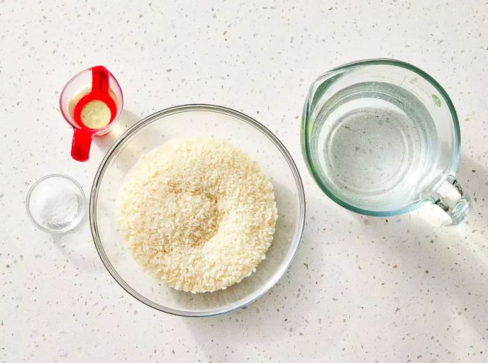 Ingredients ready for preparing Puerto Rican steamed rice