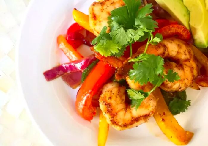 Sheet pan shrimp fajitas