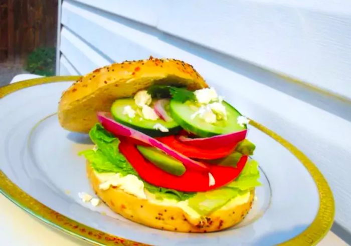 Veggie-Packed Bagel Sandwich