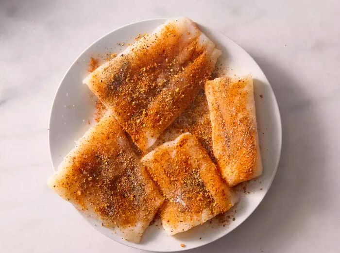 cod fillets seasoned and ready to cook