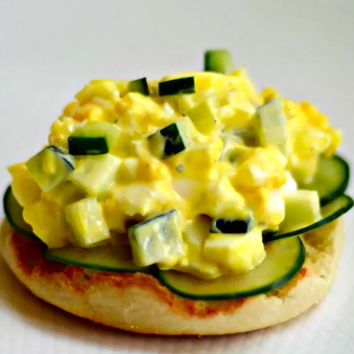 Simple Egg Salad on a toasted English muffin