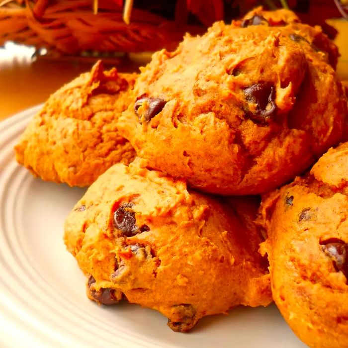 Pumpkin Spice Cookies arranged on a white plate