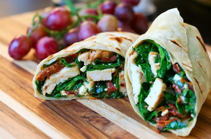 Chicken, Feta Cheese, and Sun-Dried Tomato Wraps, a Mediterranean-inspired delight