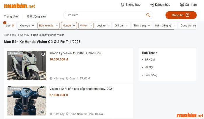 Mua Honda Vision với mức giá ưu đãi tại website Mytour