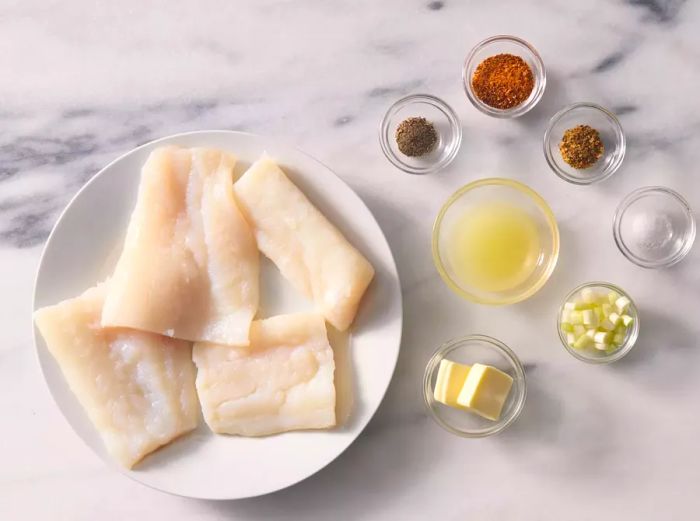 ingredients prepared for grilled Cajun cod