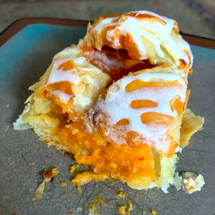 Easy Pumpkin Turnovers on a blue-grey plate