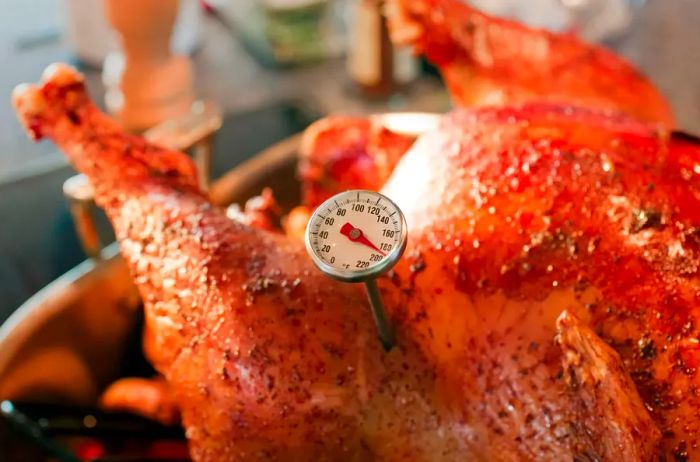 Roasted Turkey with Thermometer inserted