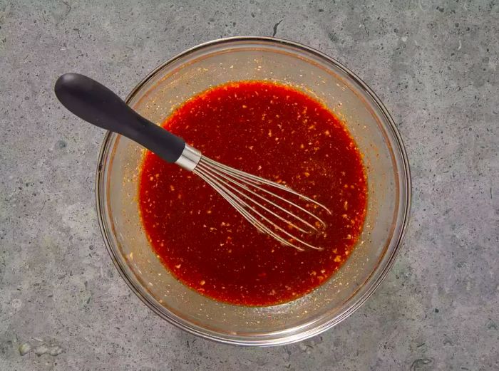 BBQ sauce mixture in a glass bowl