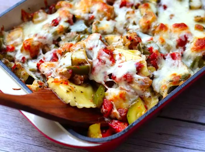 Ratatouille casserole in a baking dish