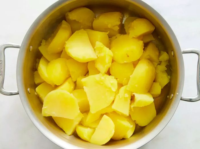 Potatoes cooking in a pot