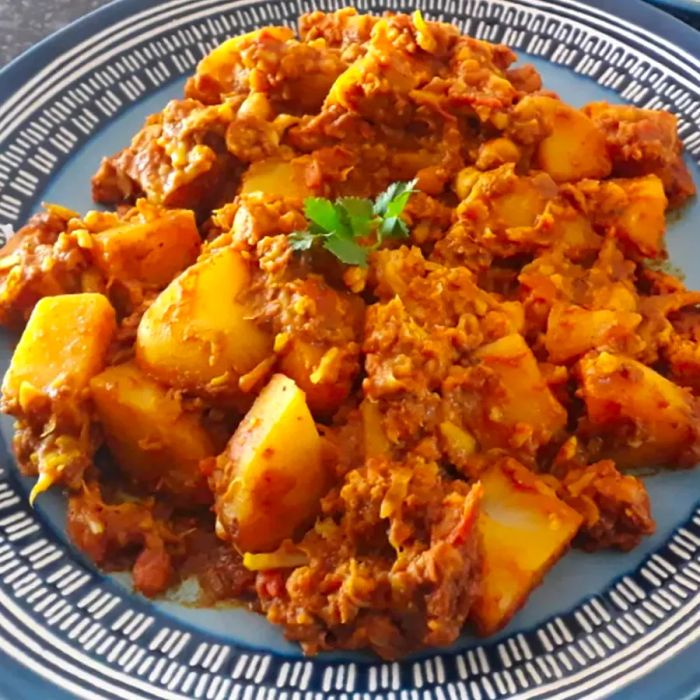 A plate of Alicia's flavorful aloo gobi.