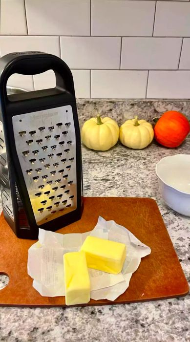 Frozen butter and box grater