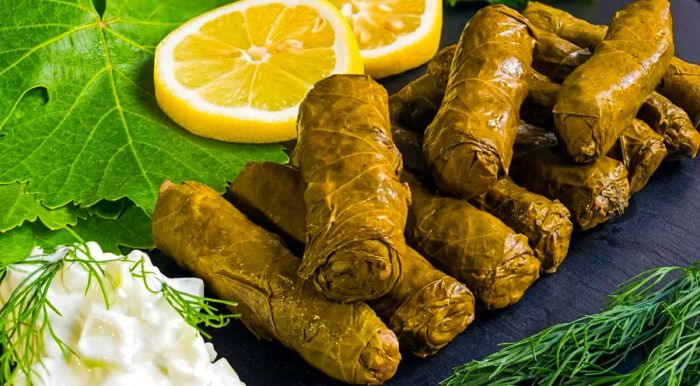 This classic Turkish dish features vine leaves stuffed with either aromatic rice or flavorful minced meat.