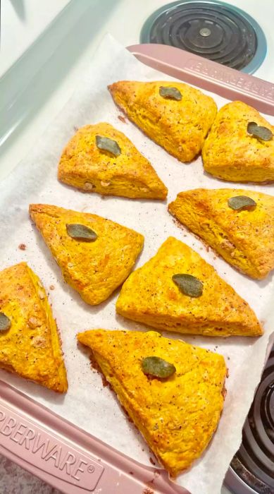 Cheesy Pumpkin Scones straight from the oven