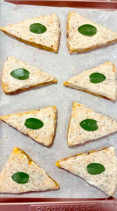 Cheesy Pumpkin Scones ready for the oven