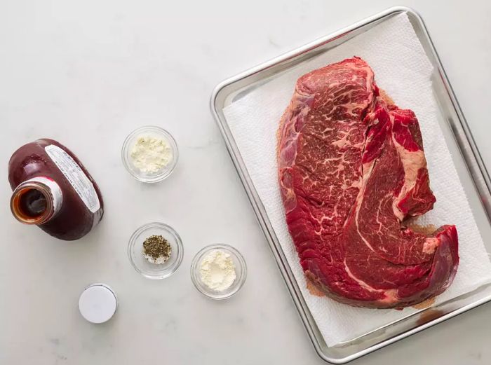 All ingredients ready for the slow cooker barbecue.