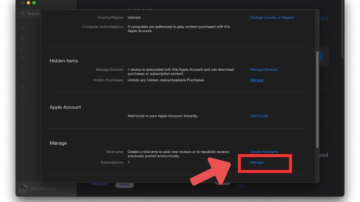 Hủy gia hạn App Store trên MacBook - Bước 3