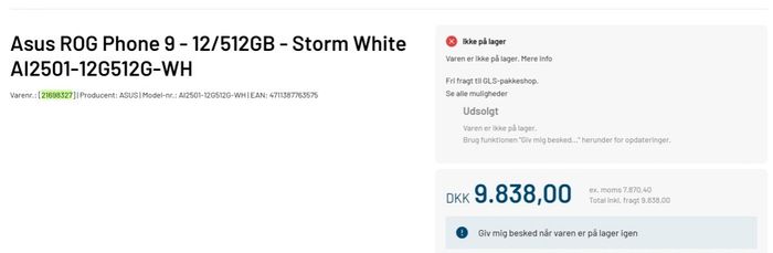 Mức giá của ROG Phone 9