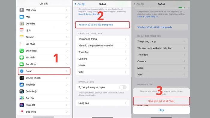 Xóa các dữ liệu trong trình duyệt Safari