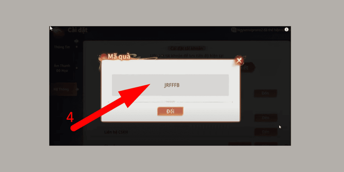 Hướng dẫn nhập mã code Gặp Lại Tây Du - bước 3