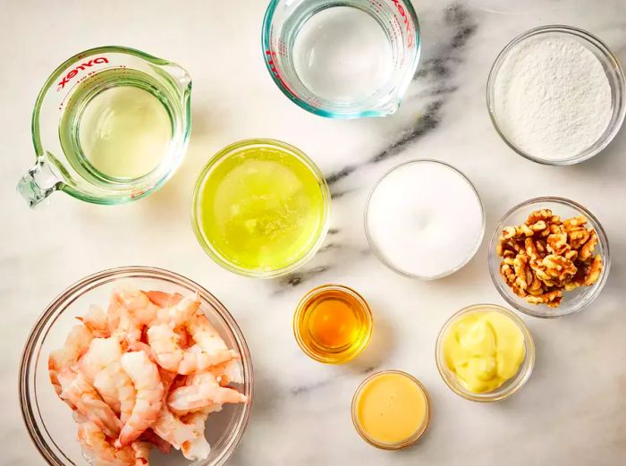 Ingredients for Honey Walnut Shrimp