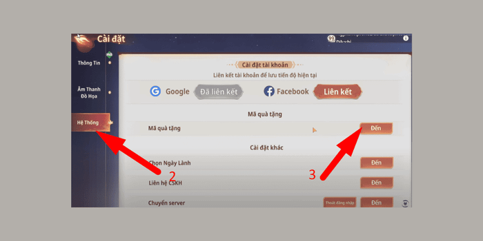 Hướng dẫn nhập mã code Gặp Lại Tây Du - bước 2