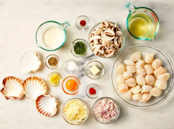 Ingredients for Coquilles Saint-Jacques