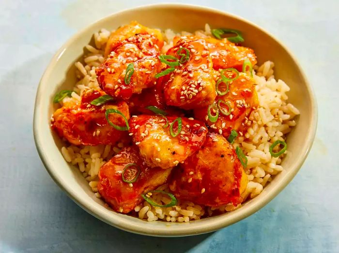 Firecracker Chicken served on Rice