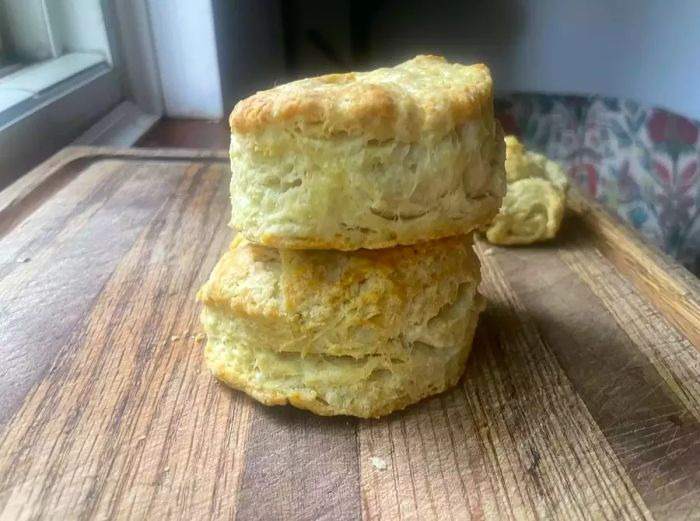 Chef John’s biscuits displayed on a cutting board