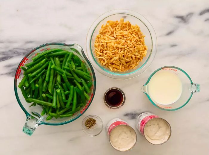 Ingredients for making Campbell's Green Bean Casserole