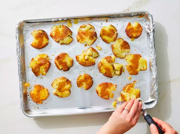 Flip the potatoes halfway through the cooking process to ensure even crisping.