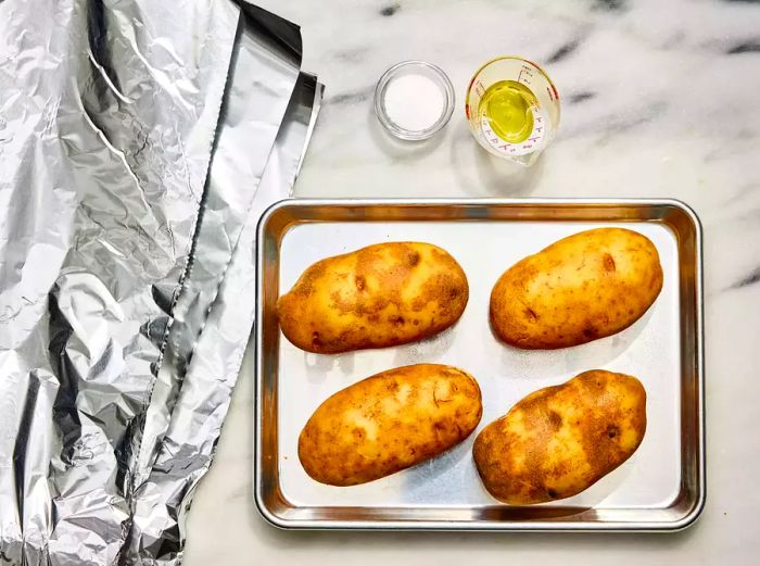 Ingredients needed for slow cooker baked potatoes