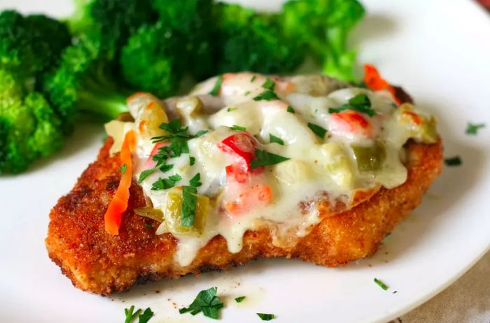 Crispy Baked Chicken topped with Giardiniera