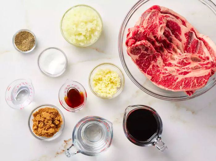 Ingredients for making Korean BBQ short ribs