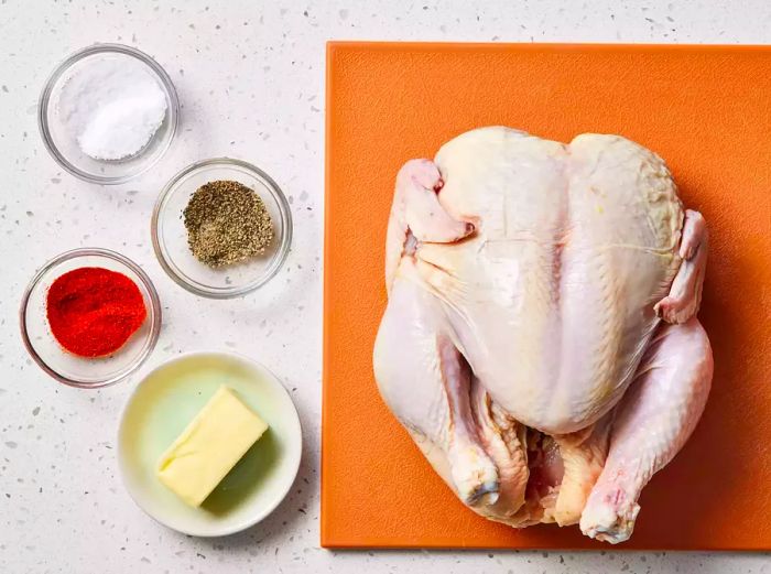 Ingredients for making rotisserie chicken