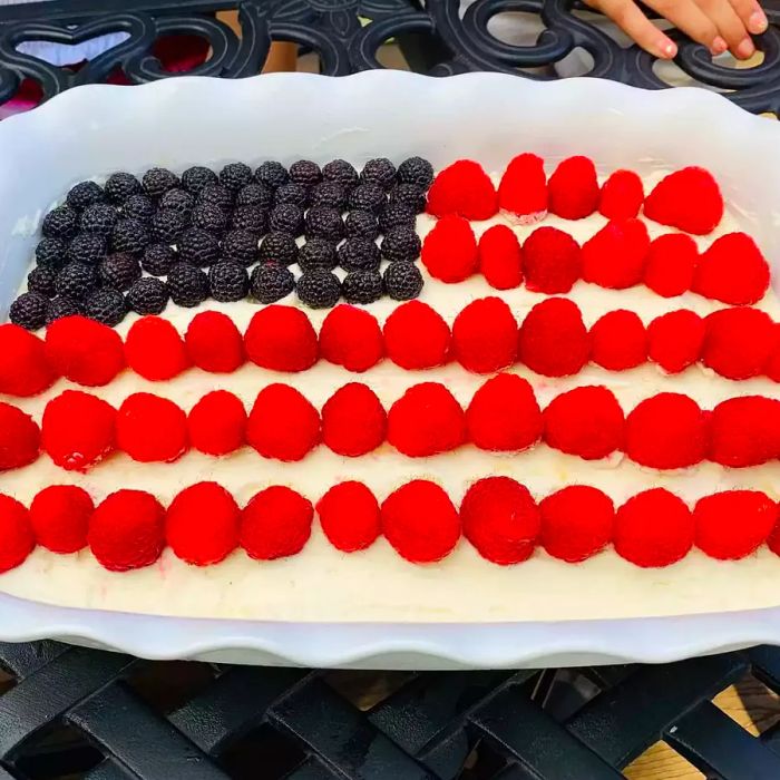 Flag Cake with No-Bake Cheesecake