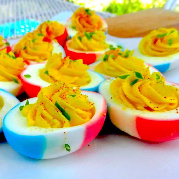 Red, White and Blue Deviled Eggs