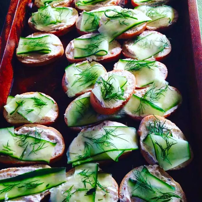 Creamy Dill Cucumber Toasts