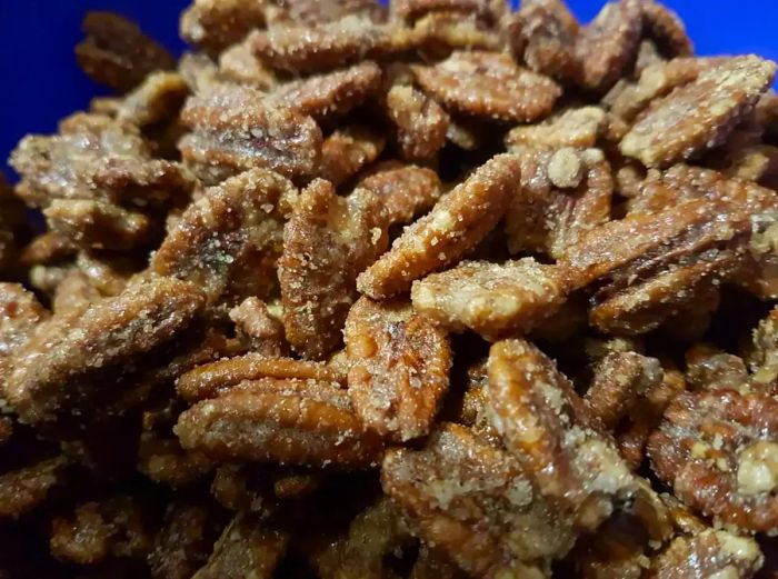 Close-Up of Sweet Sugar-Coated Pecans