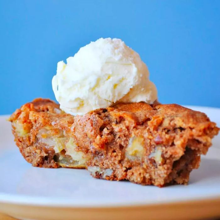 Skillet Apple Brownie served warm and gooey from the skillet