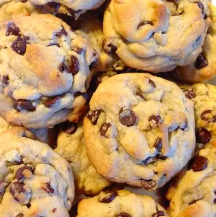 Close-up of a plate of Original Nestle Toll House Chocolate Chip Cookies