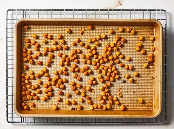 Chickpeas roasted to a perfect golden brown.