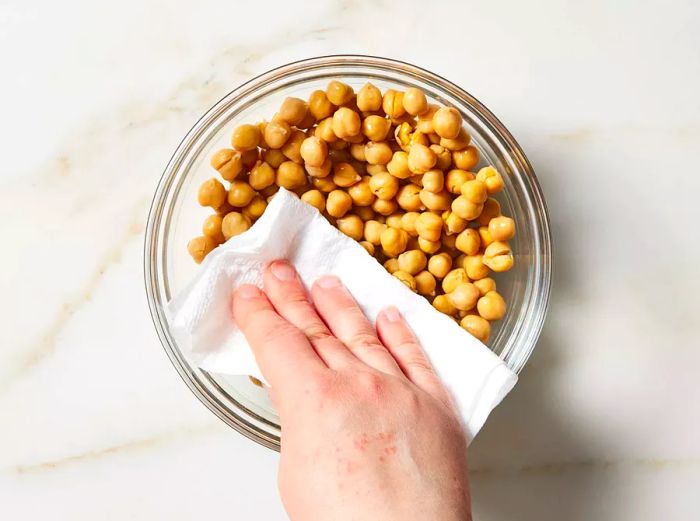 Chickpeas being dried off.