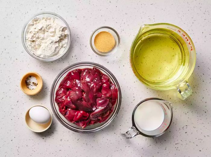 Ingredients for Southern Fried Chicken Livers