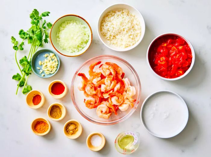 Ingredients for Indian Shrimp Curry