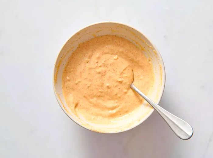 A bowl of creamy McDonald's-inspired secret sauce