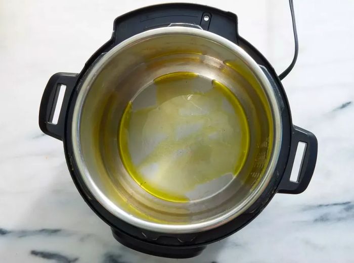 A small amount of oil in an Instant Pot